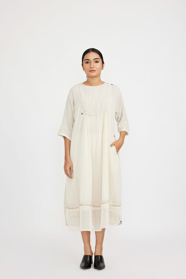 White Midi U-yoke Dress