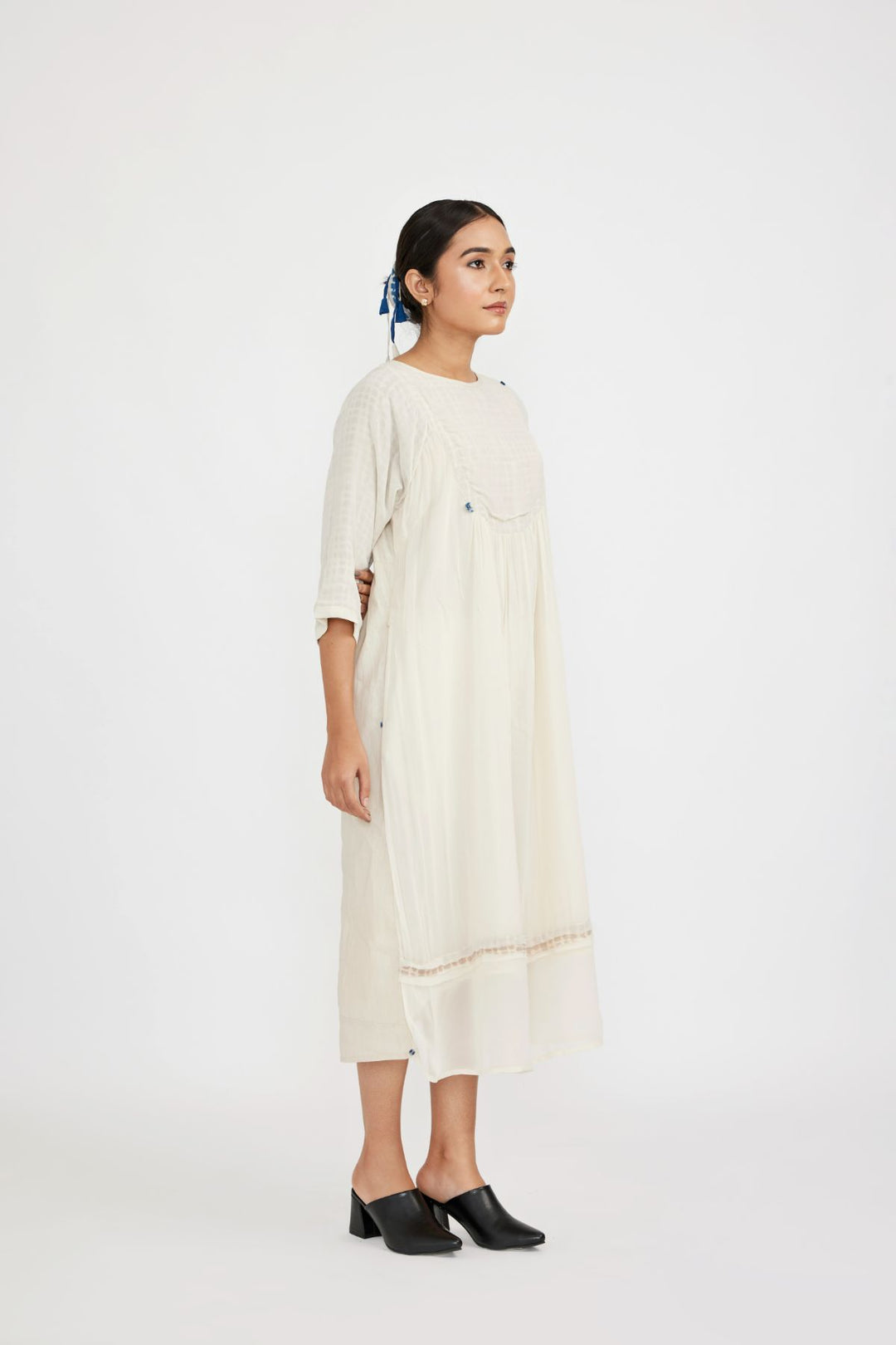 White Midi U-yoke Dress