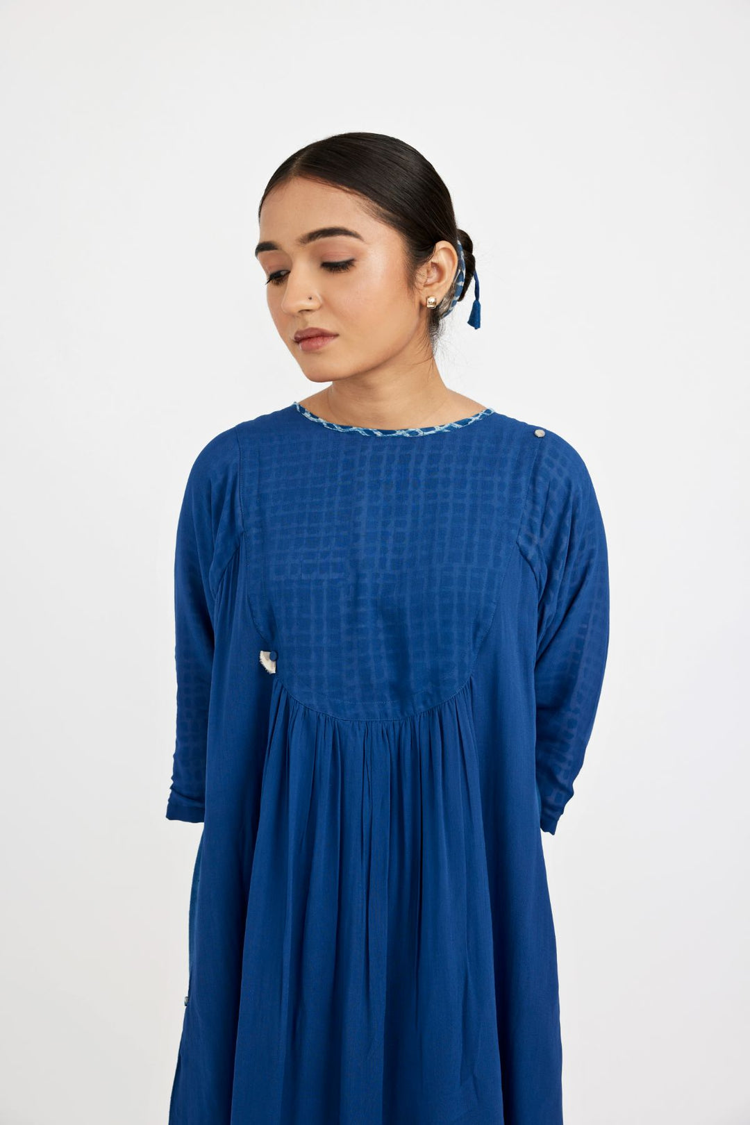 Blue Midi U-yoke Dress