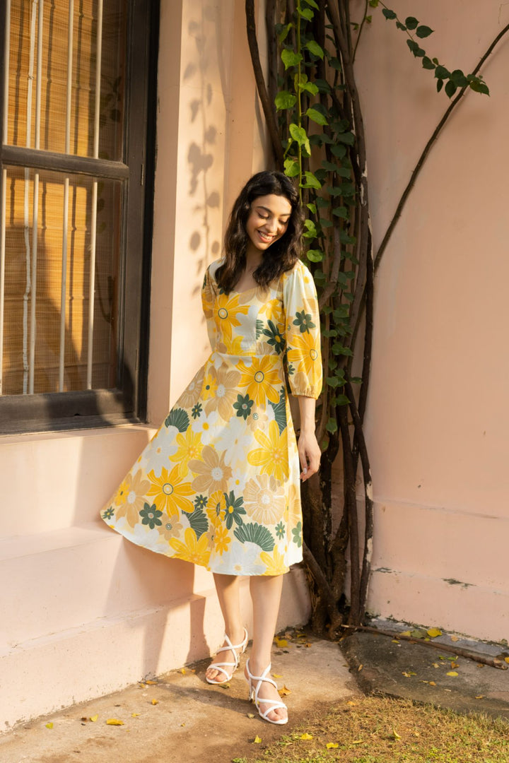 Blair Dress - Mosaic Yellow Print