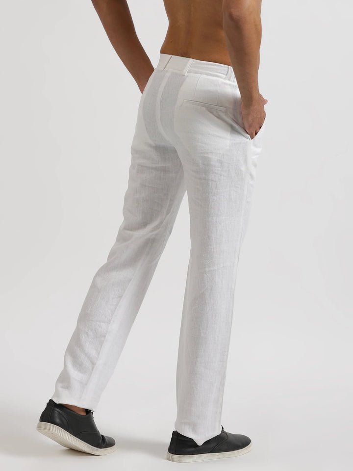 Theo - Linen Travel Pants - White