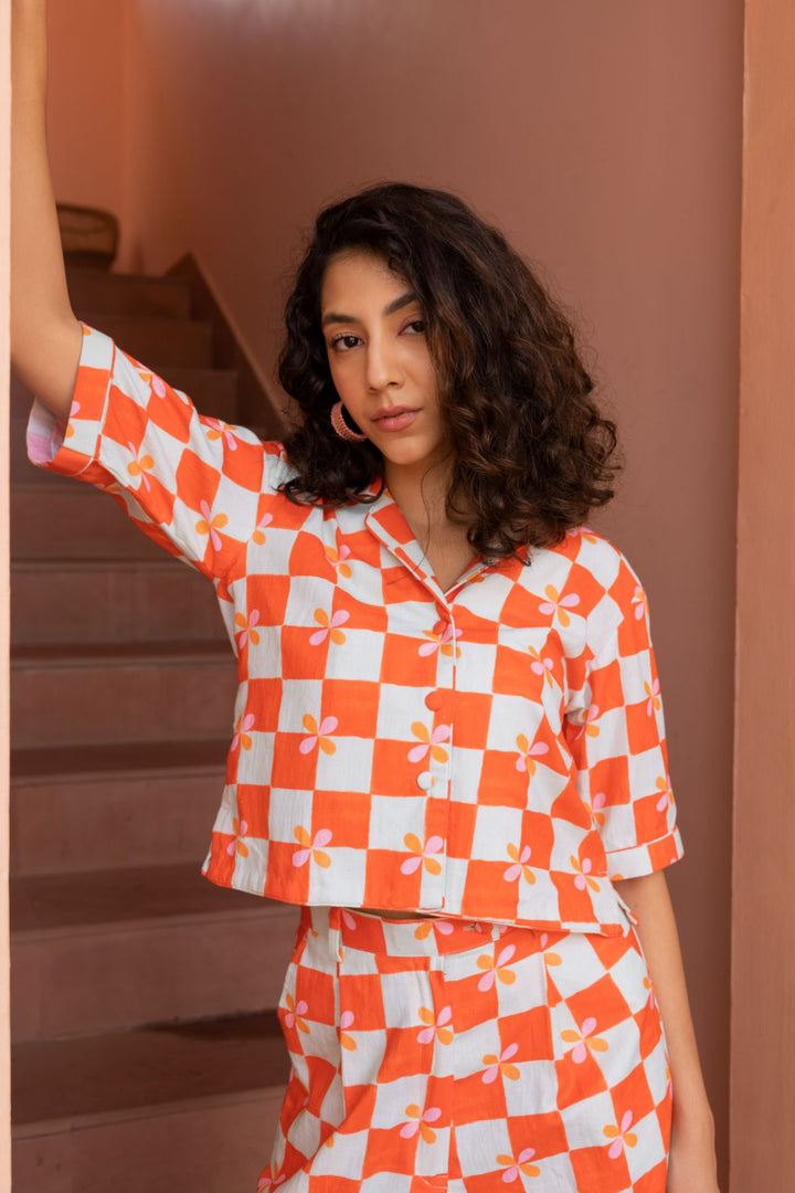 Samui Shirt - Peach Checks