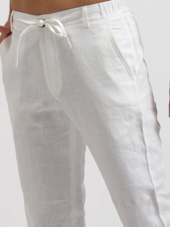 Theo - Linen Travel Pants - White