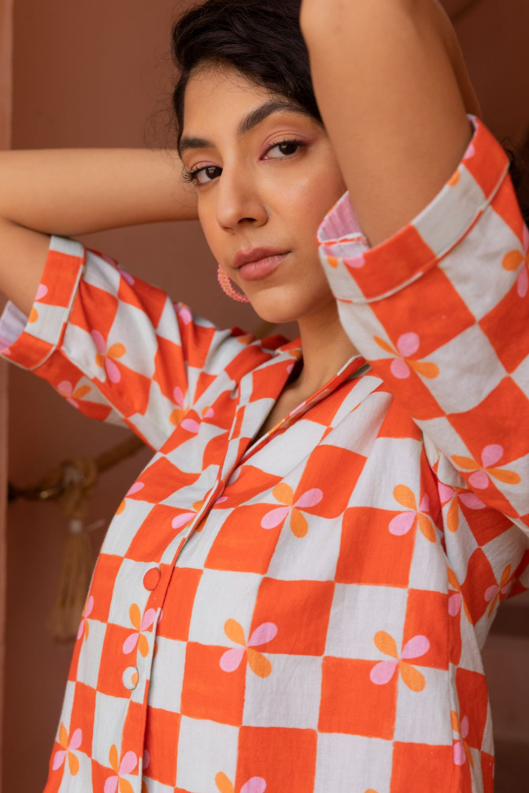 Samui Shirt - Peach Checks