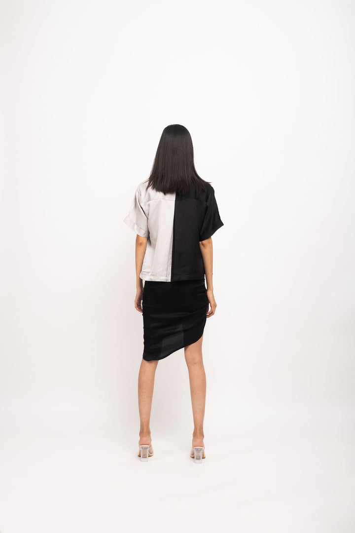Black-Grey Skirt Rouching Set