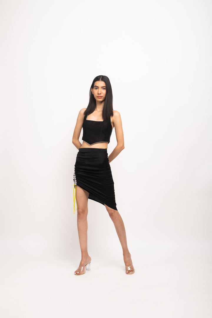 Black-Grey Halter Neck Skirt Set