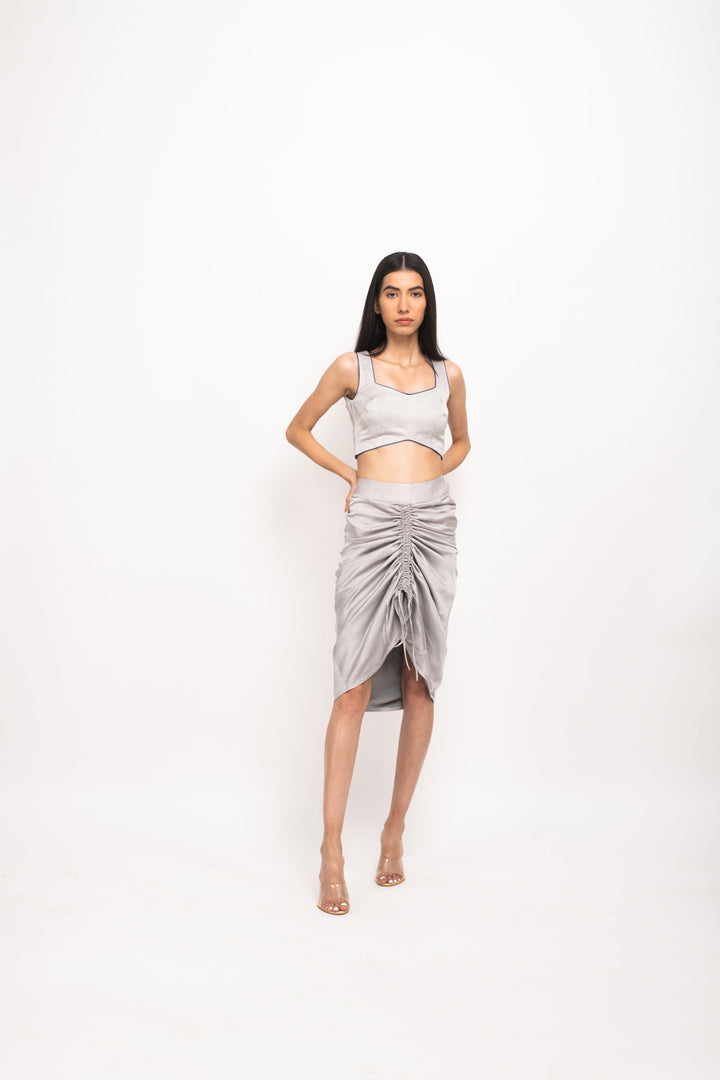 Grey-Blue Bustier Skirt Set