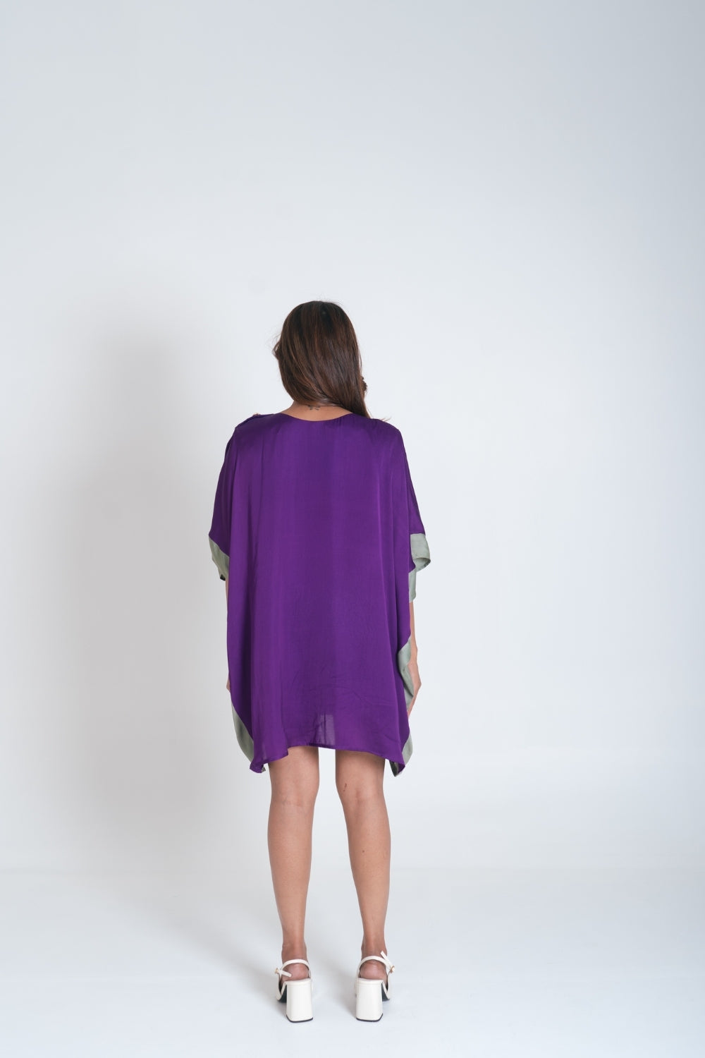 Purple- Green Short Kaftan Dress