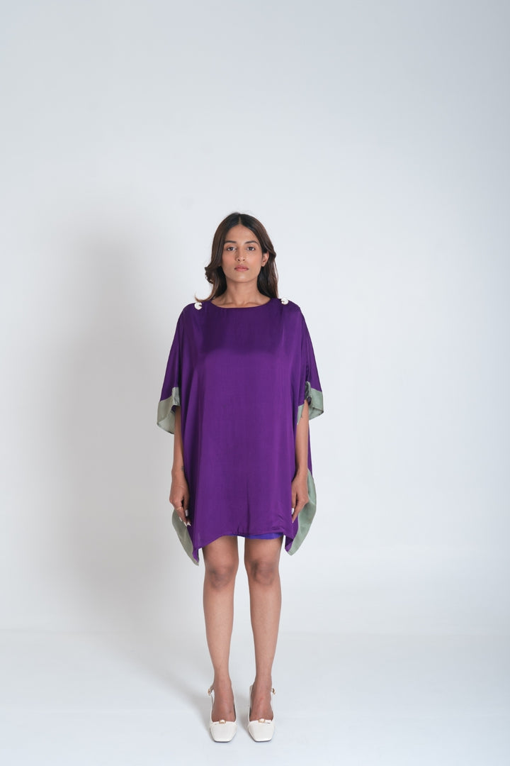 Purple- Green Short Kaftan Dress