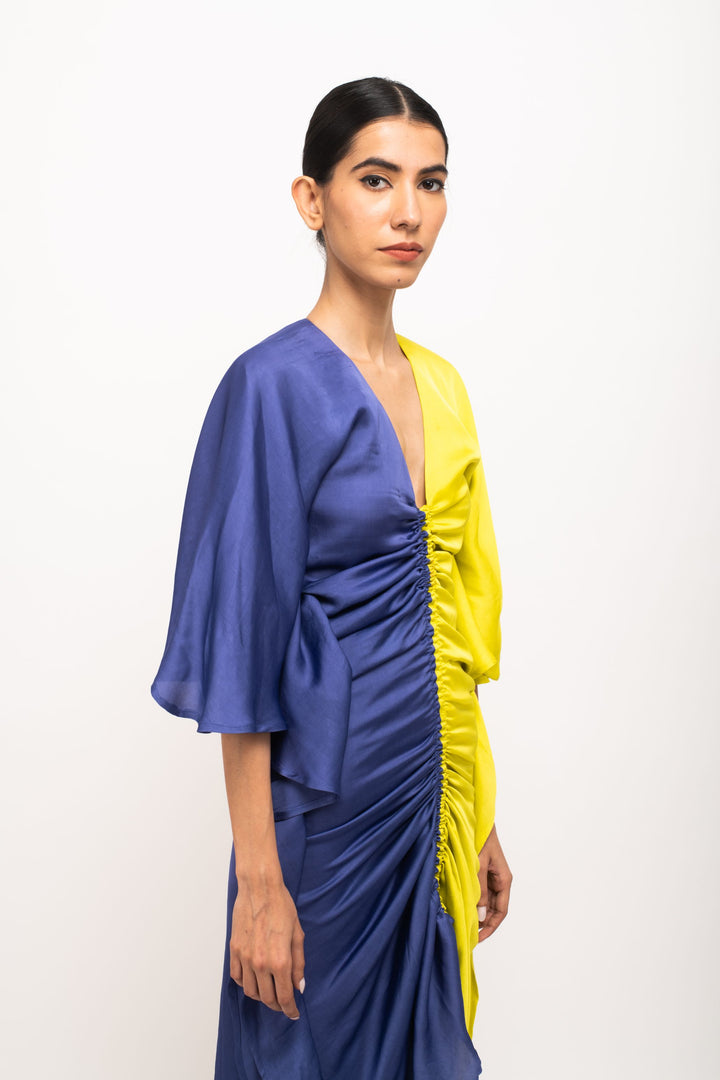 Blue-Neon Kaftan Bodycon Dress