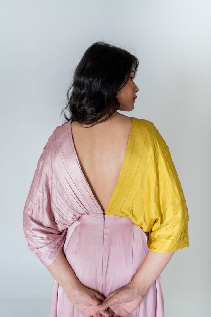 Pink-Yellow Color-Blocked Jumpsuit