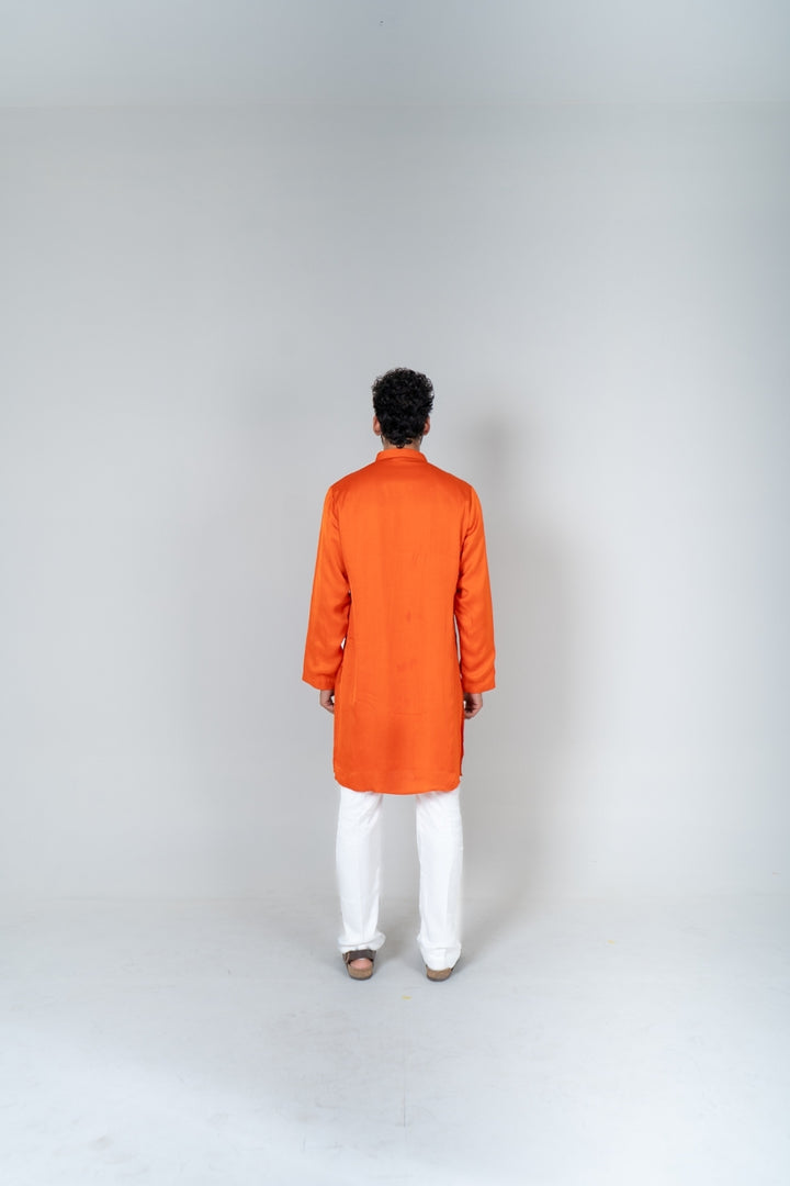 Orange-Pink Braid Kurta Set