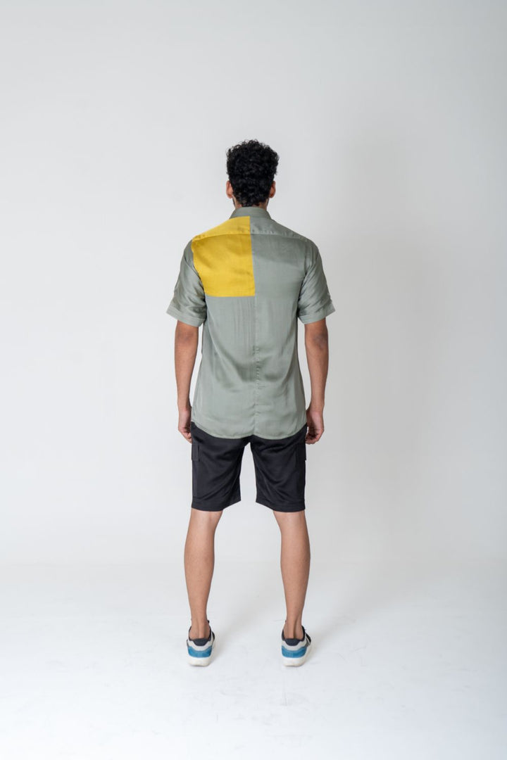 Green-Yellow Color-Blocked Shirt