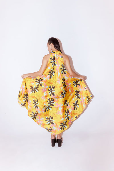 Yellow Dahlia Halter Dress