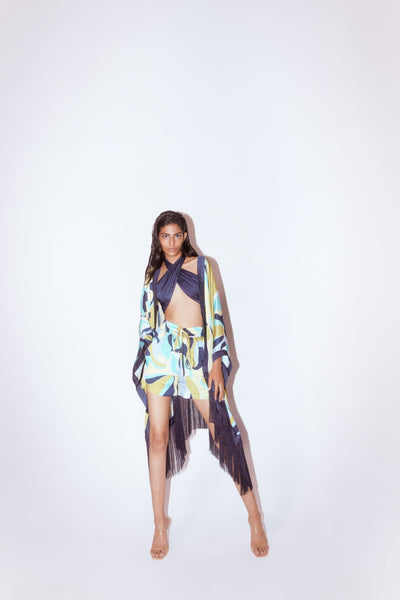 Maple Kimono, Halter Top And Shorts Co-ord