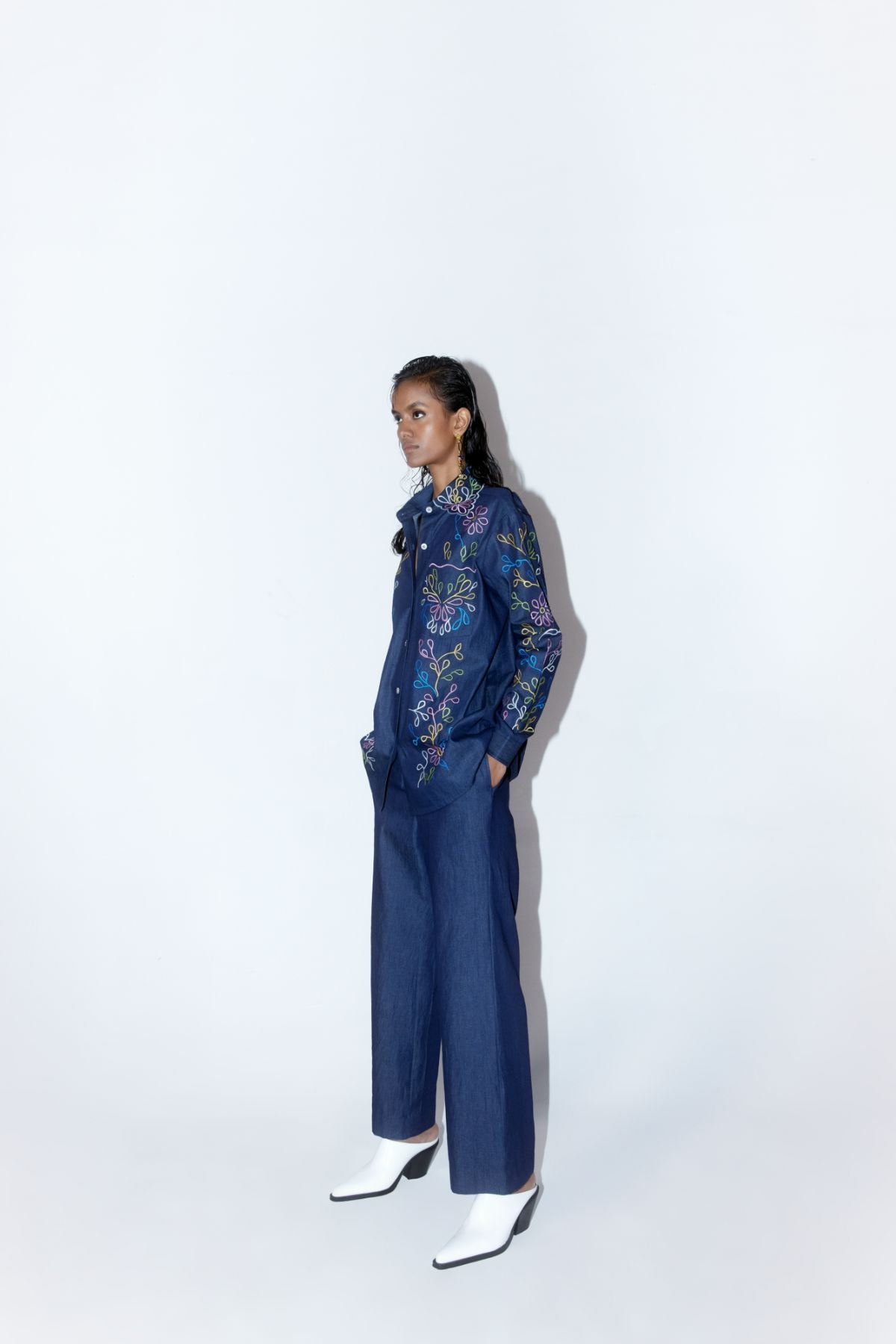 Nero Nero Denim Shirt With Trousers Co-ord