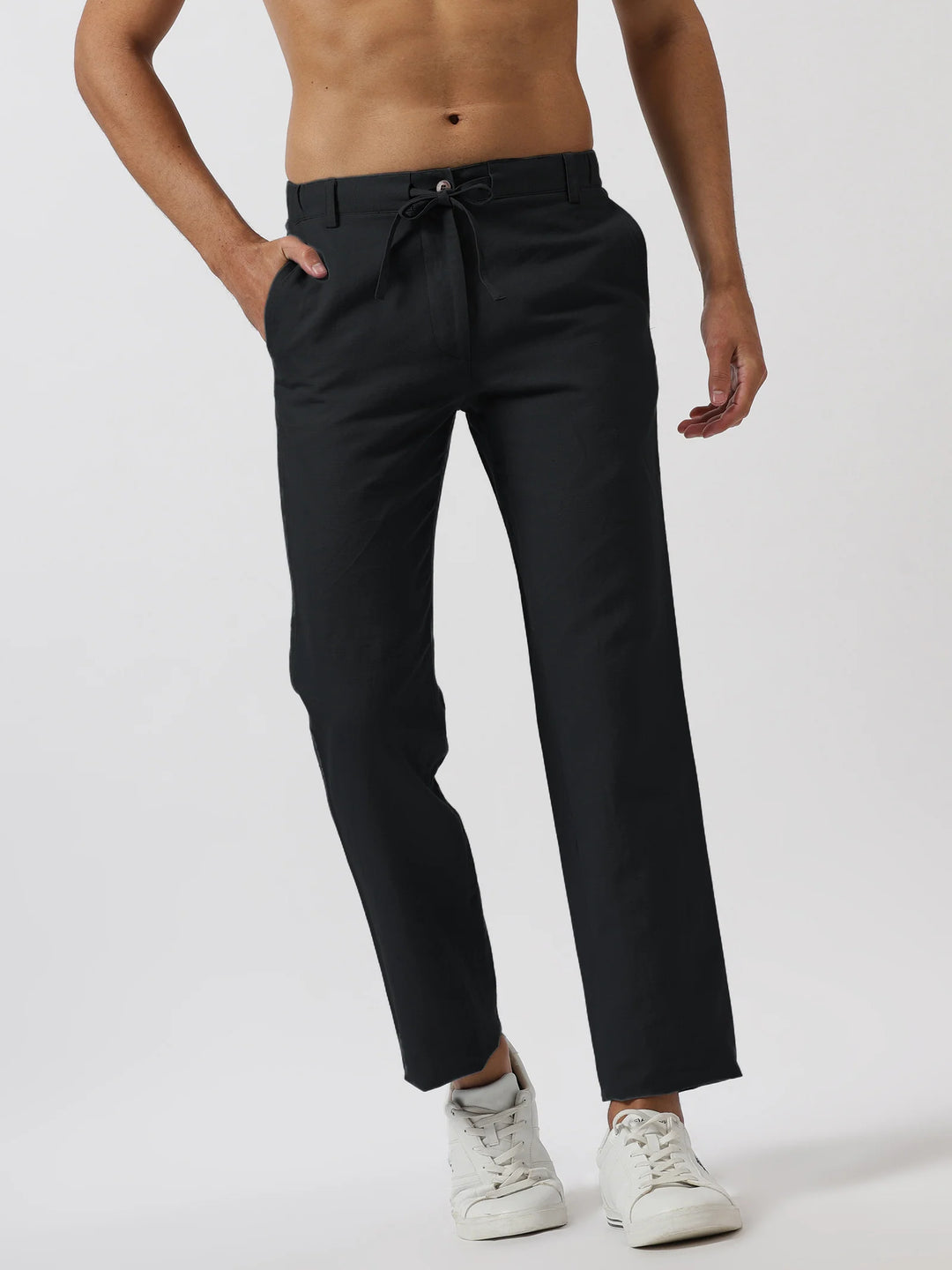 Theo - Linen Travel Pants - Black