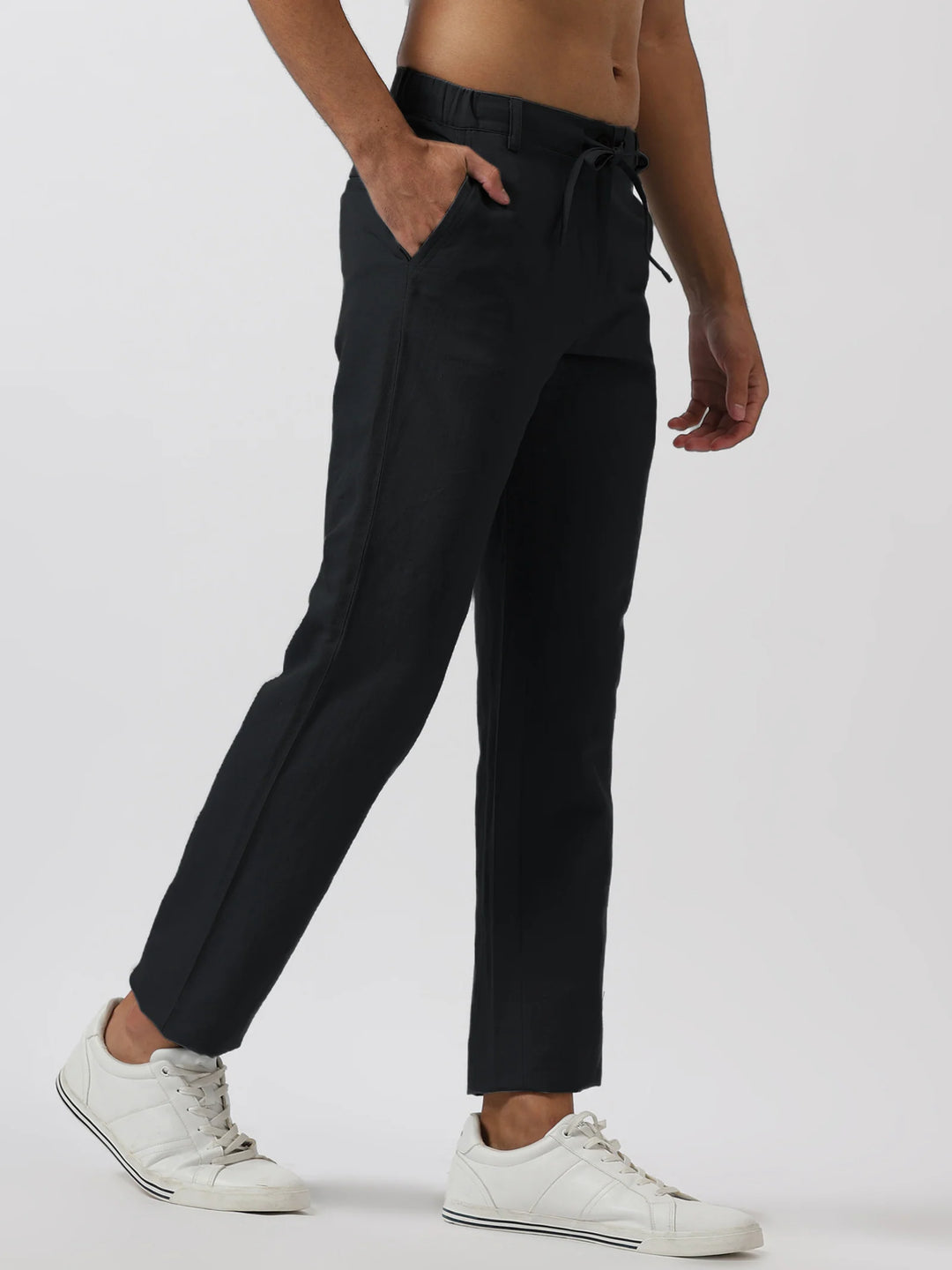 Theo - Linen Travel Pants - Black