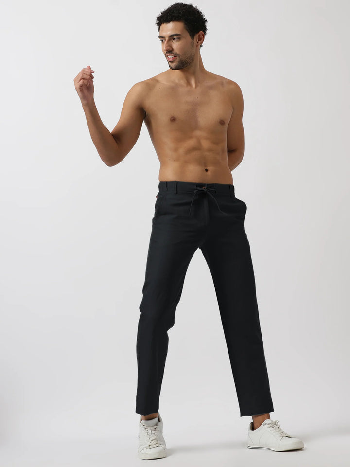 Theo - Linen Travel Pants - Black