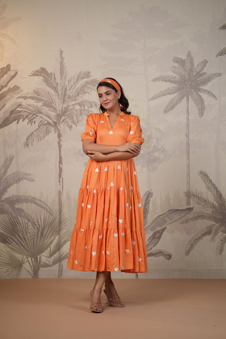 Orange Embroidered Dress