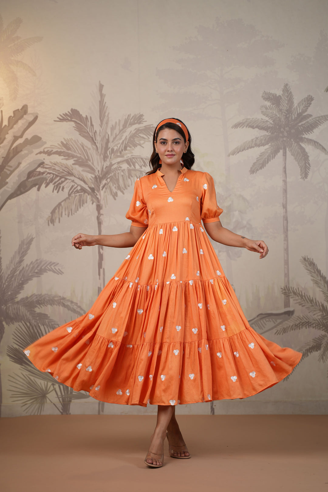 Orange Embroidered Dress