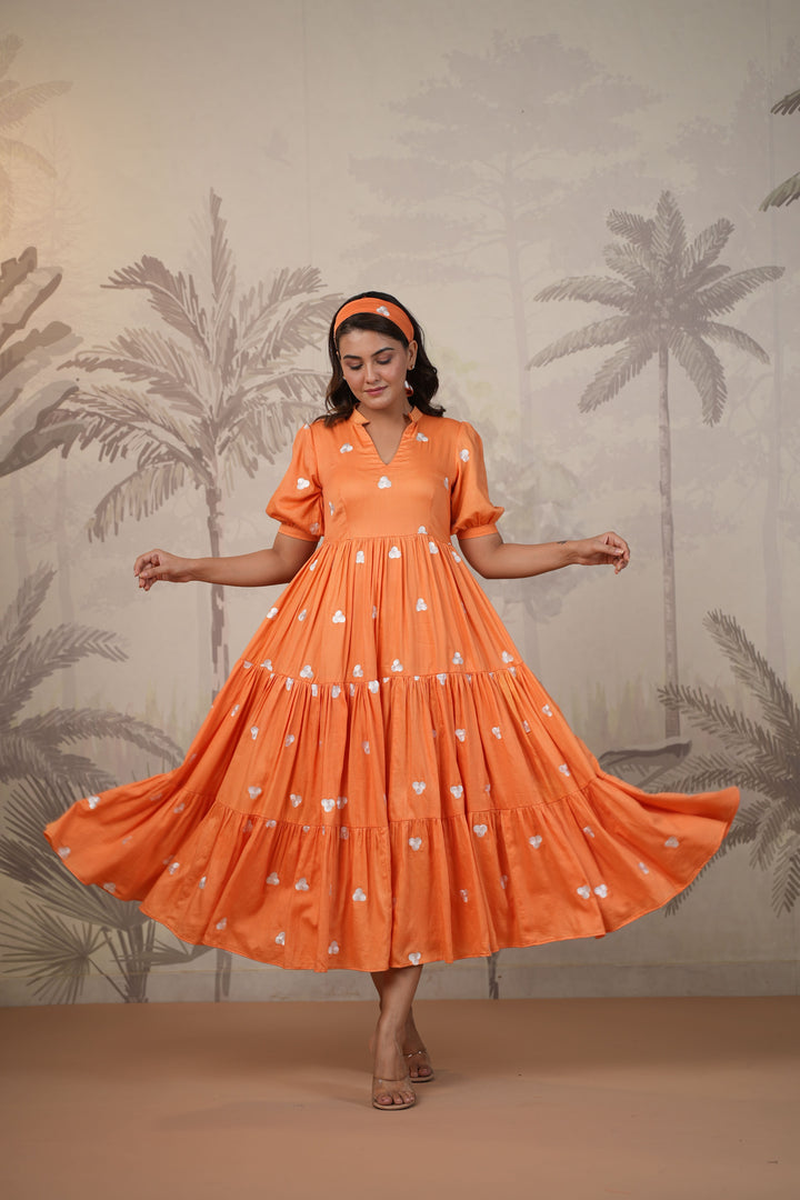 Orange Embroidered Dress