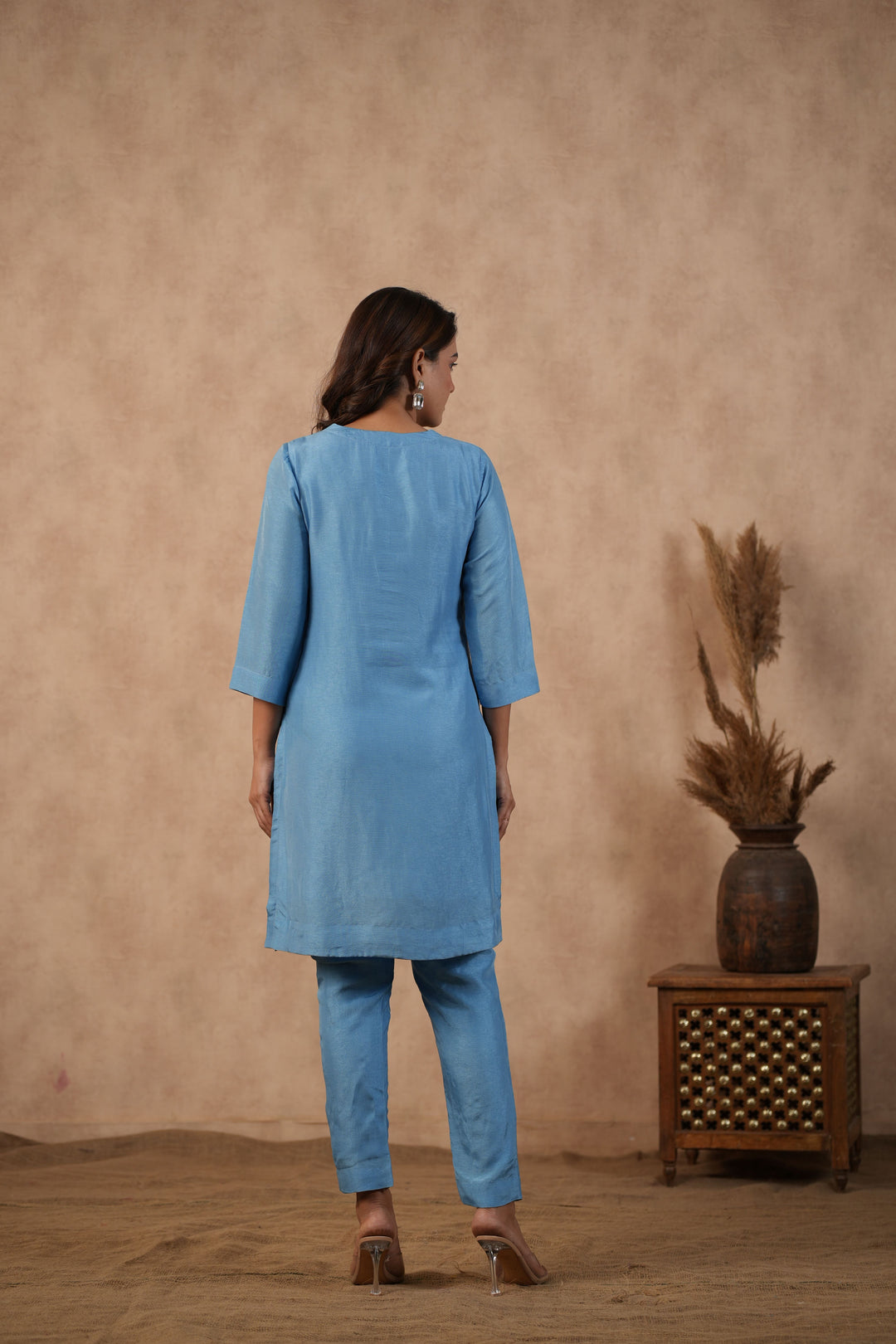 Blue Embroidered Suit set ( Set of 3 )