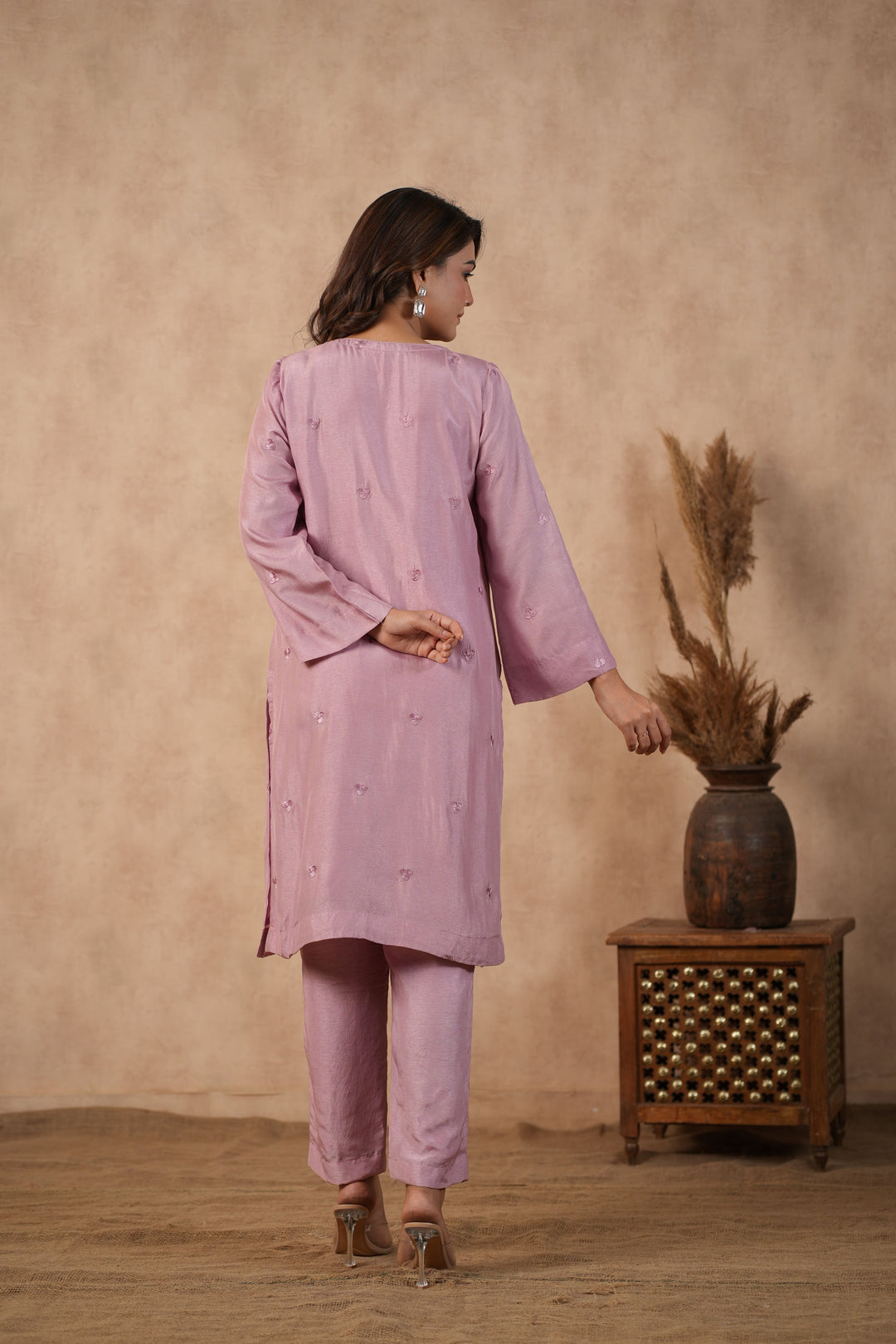 Lilac Embroidered Tunic set ( Set of 3 )