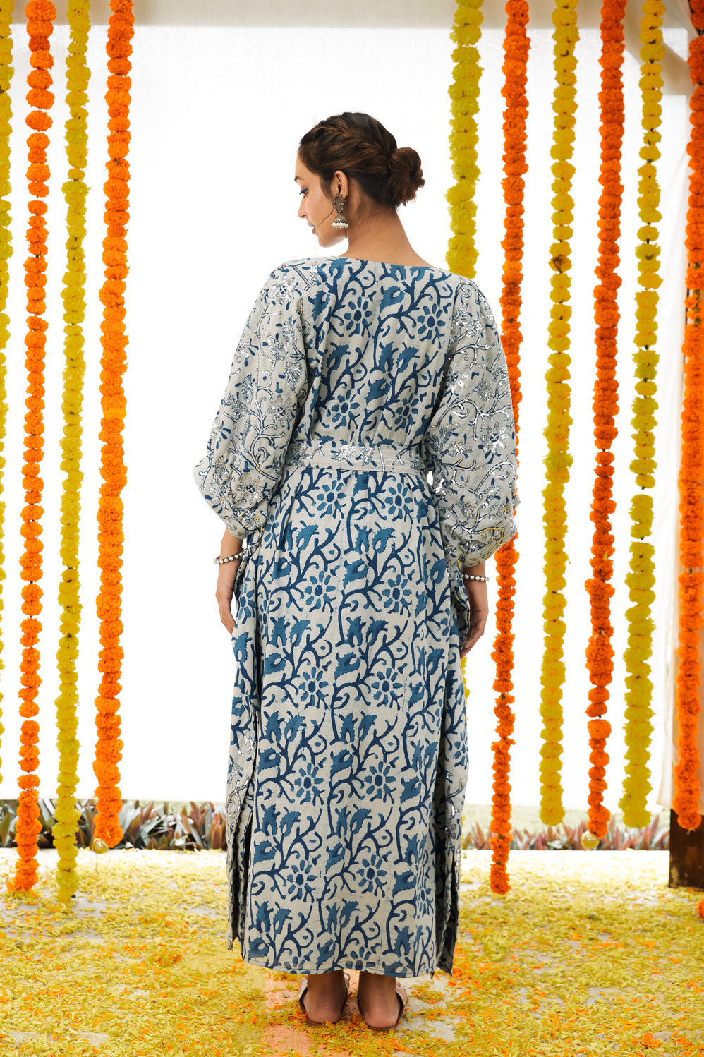 Cotton Blue Indigo Kaftan Dress
