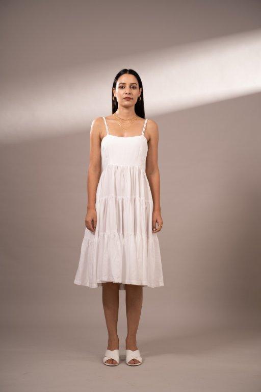FIONA WHITE MID-LENGTH DRESS