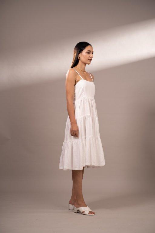 FIONA WHITE MID-LENGTH DRESS