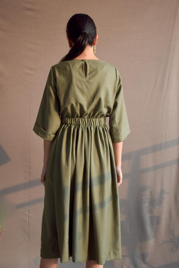 Olive Green Cotton Dress