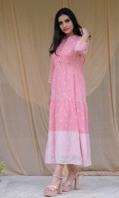 FRENCH ROSE HAND-PRINTED MAXI