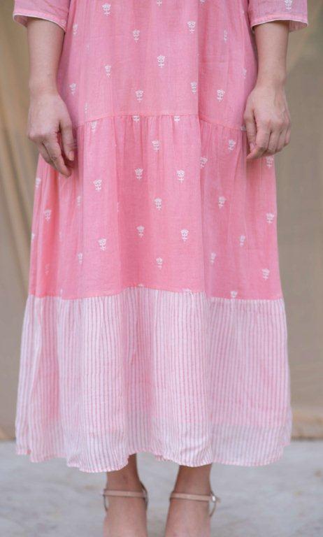 FRENCH ROSE HAND-PRINTED MAXI