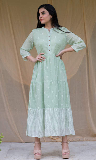 THE FERN! GREEN EMBROIDERED DRESS