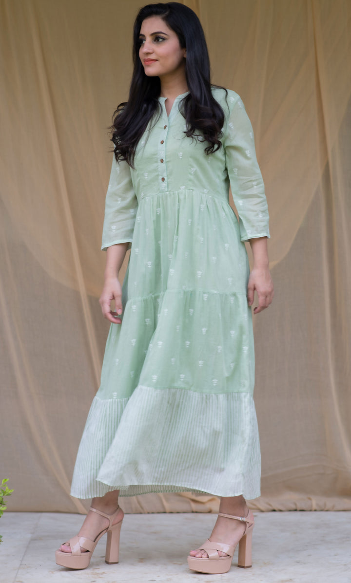 THE FERN! GREEN EMBROIDERED DRESS