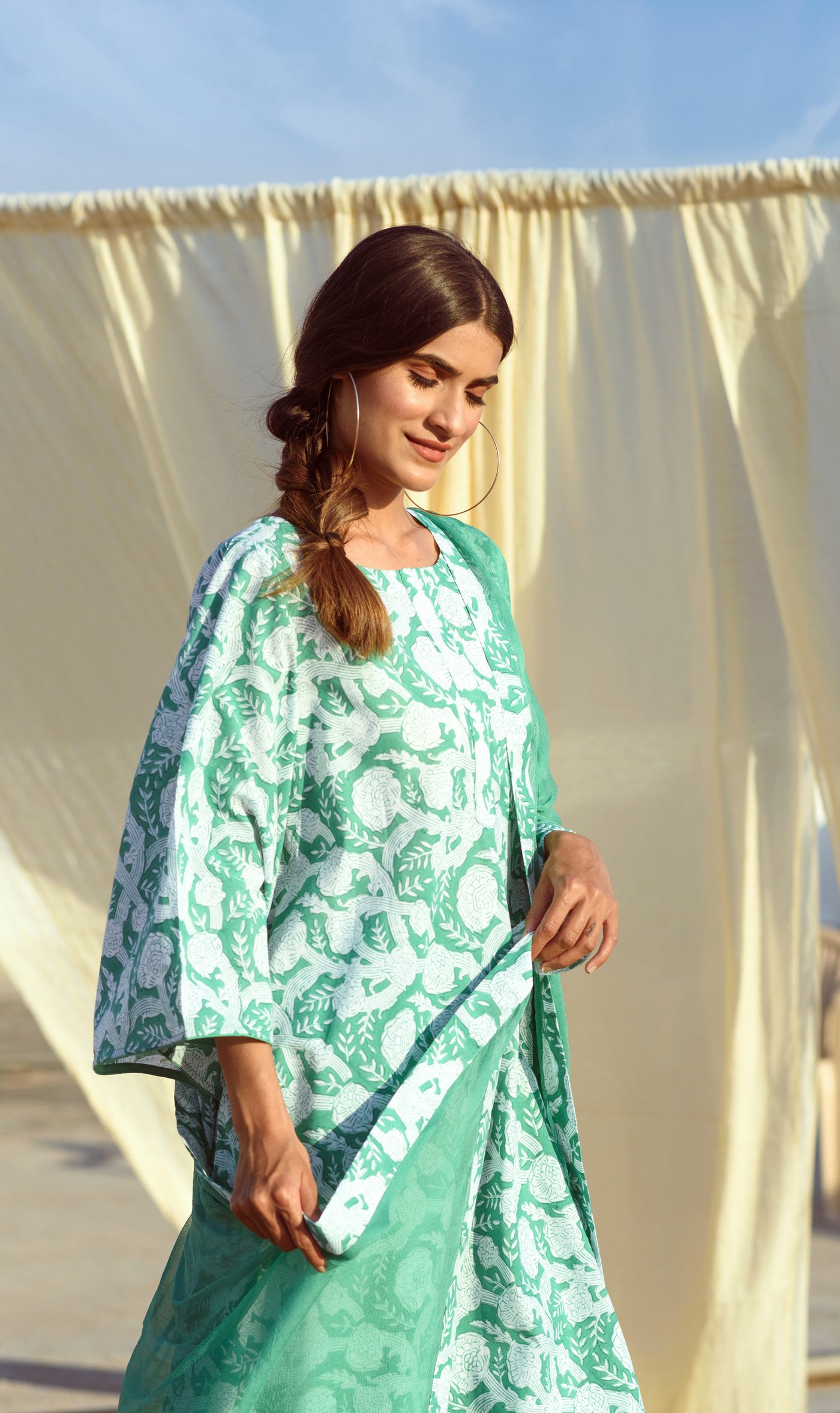 GREEN FLORAL TUNIC SET (SET OF 3)