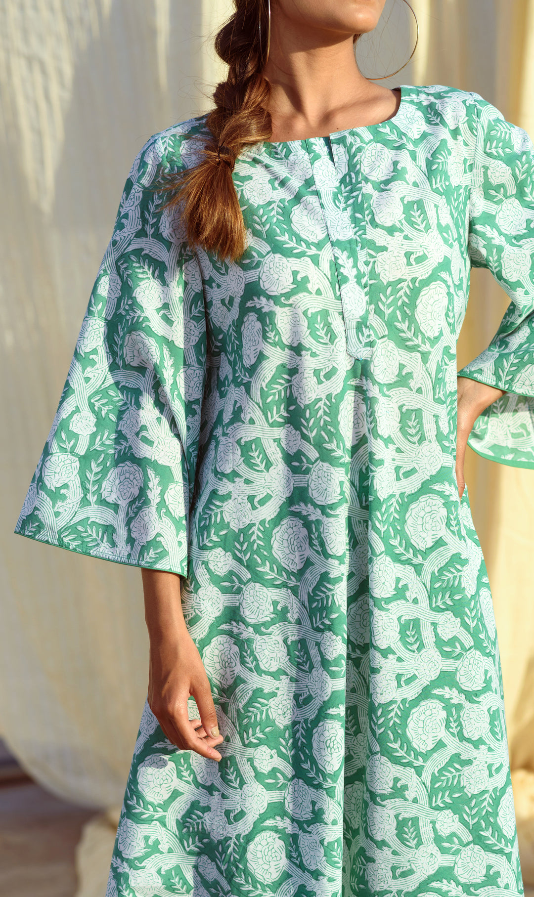 GREEN FLORAL TUNIC SET (SET OF 3)