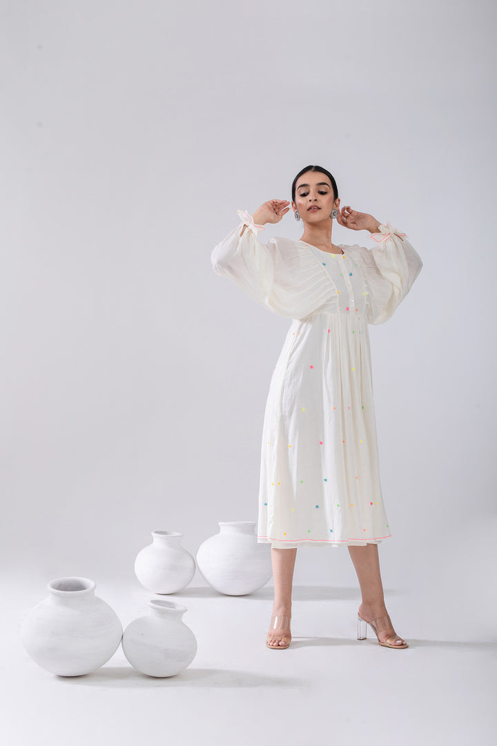 Ivory Cotton Voile Kurta Dress