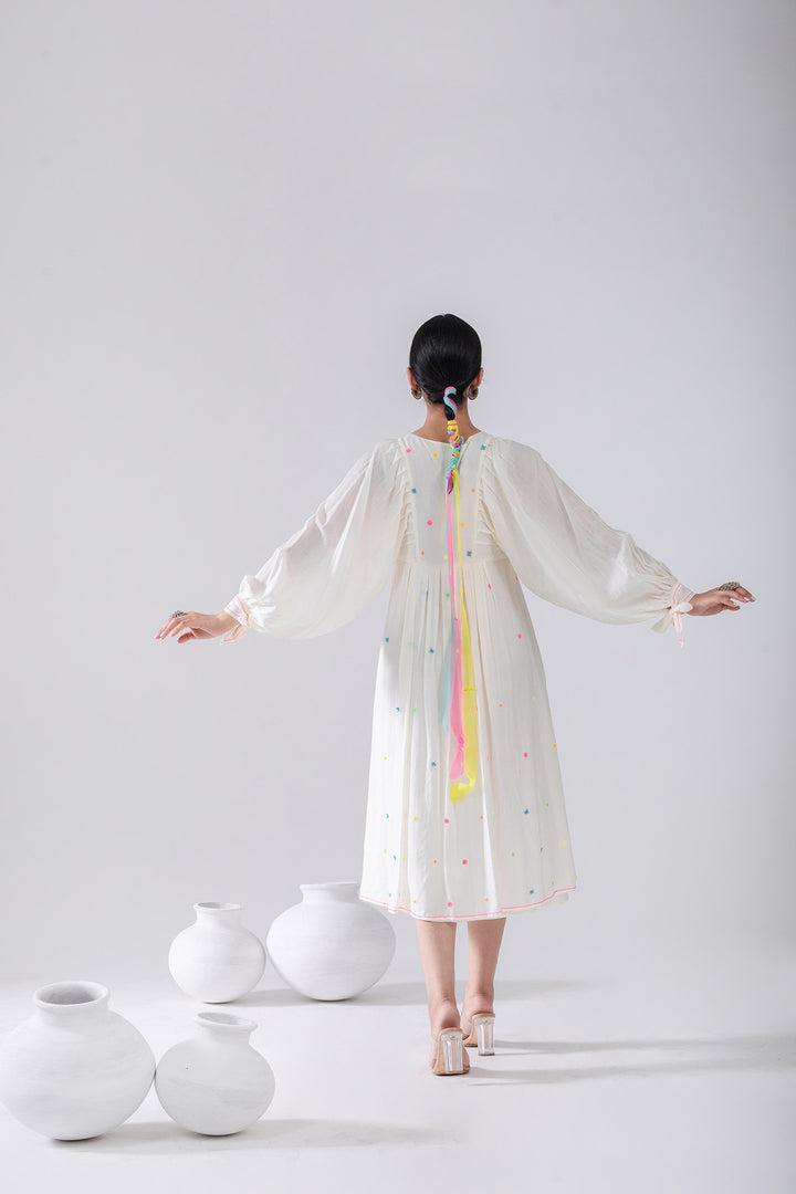 Ivory Cotton Voile Kurta Dress
