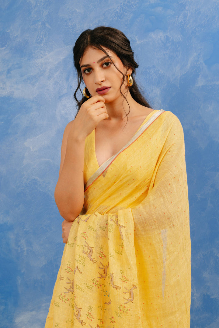 Mogra Linen Sari