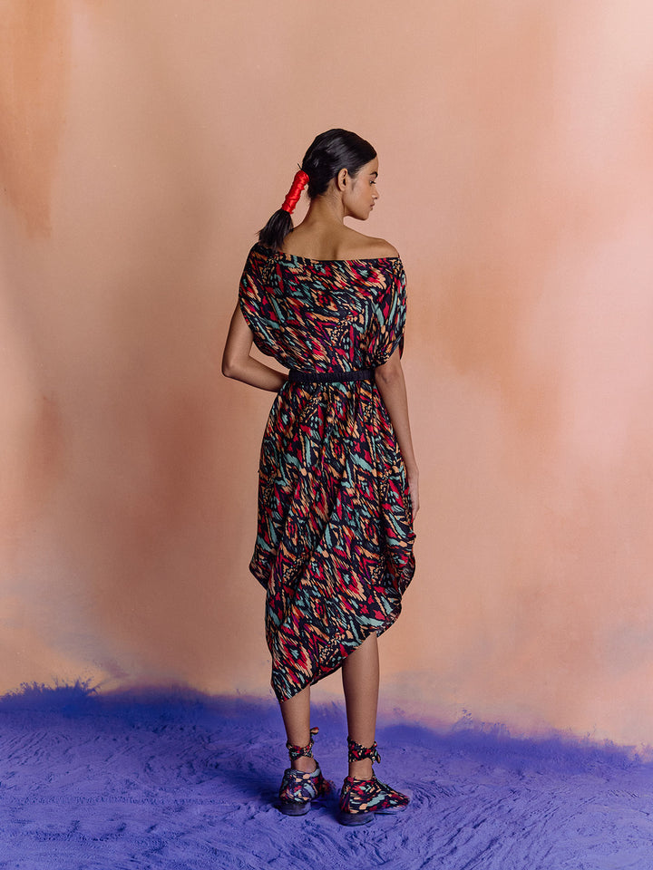 Ikat Draped Dress