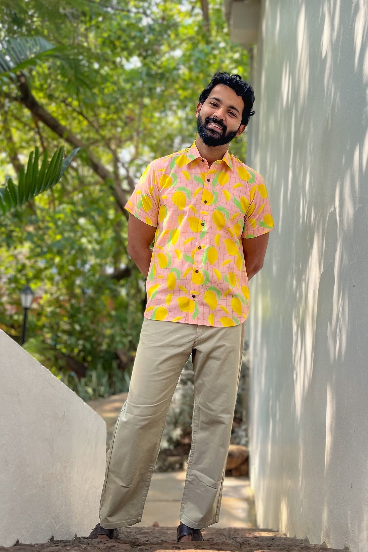 Mango print organic cotton men's shirt