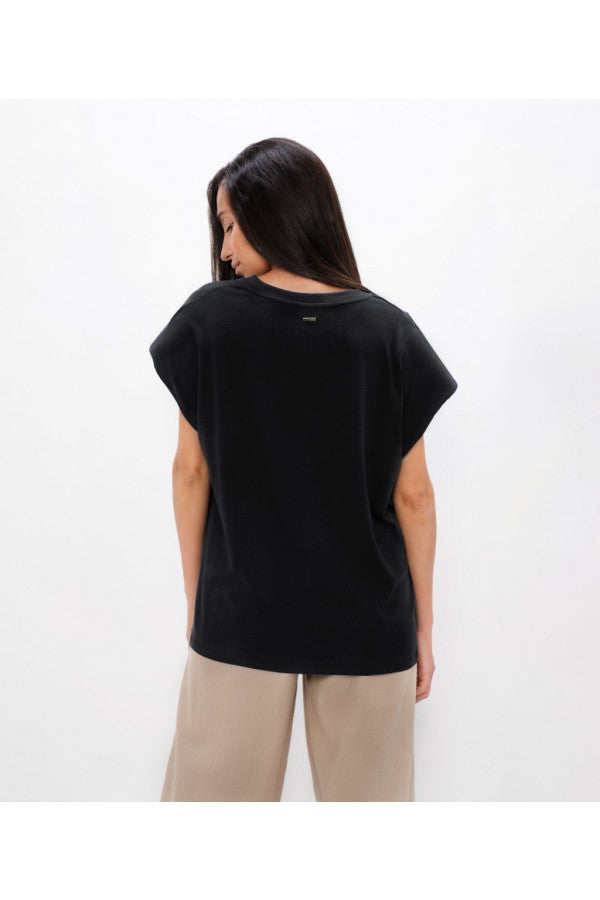 Muscat - PYRATEX® Seaweed Fibre Bold Shoulder Tee - Black Sand