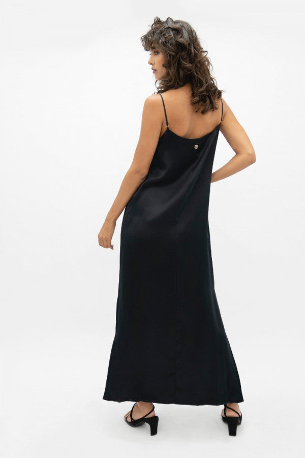 Calabar Silk Slip Dress in Black