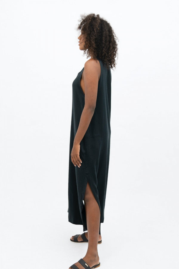 Capri Sleeveless V-neck Maxi Dress in Licorice
