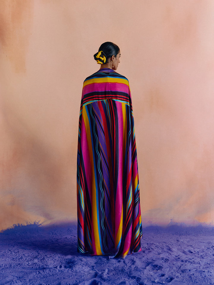 Dhari Multi Colored Stripe Cape