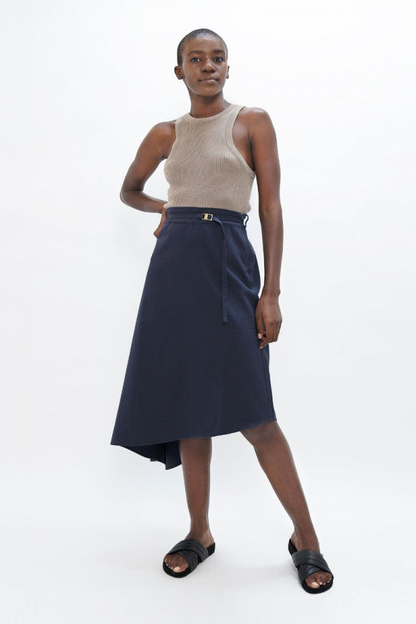 Mallorca Organic Cotton Asymmetric Skirt in Summer Night
