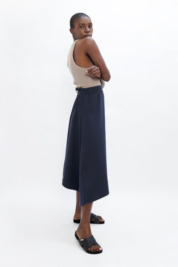 Mallorca Organic Cotton Asymmetric Skirt in Summer Night