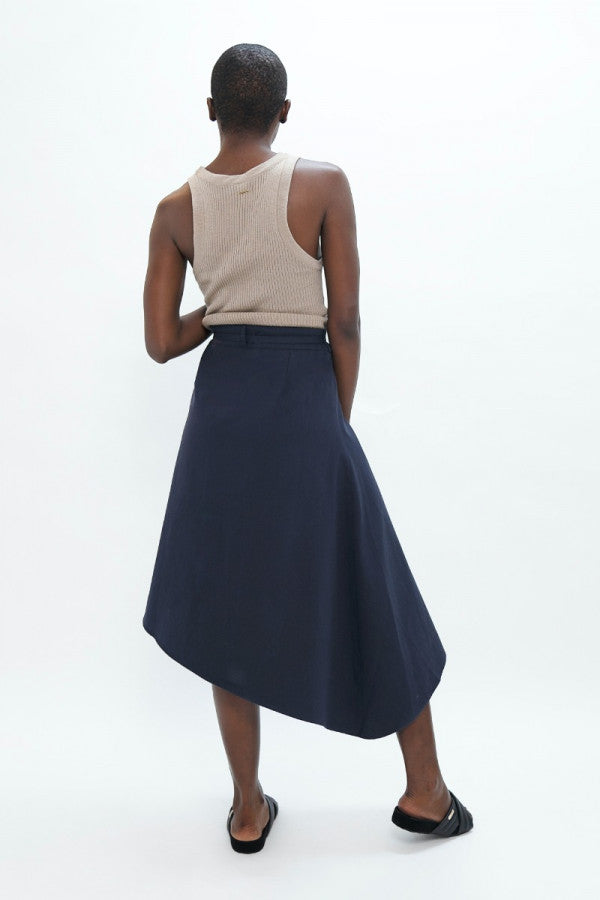 Mallorca Organic Cotton Asymmetric Skirt in Summer Night